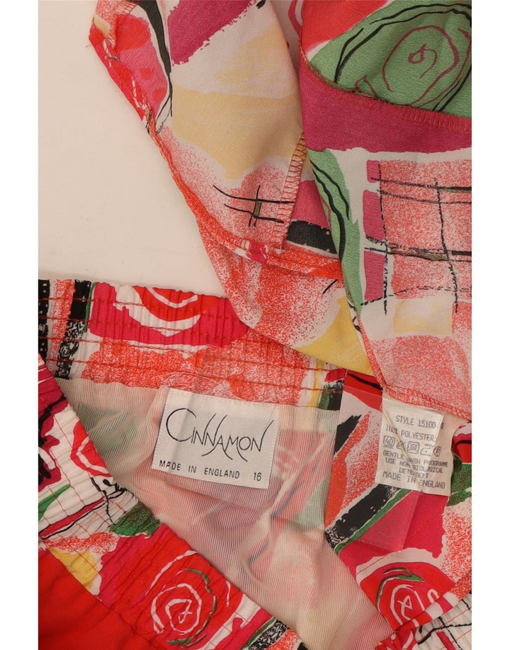 VINTAGE Womens Abstract Pattern 2 Piece Skirt Set UK 16 Large W30  Red