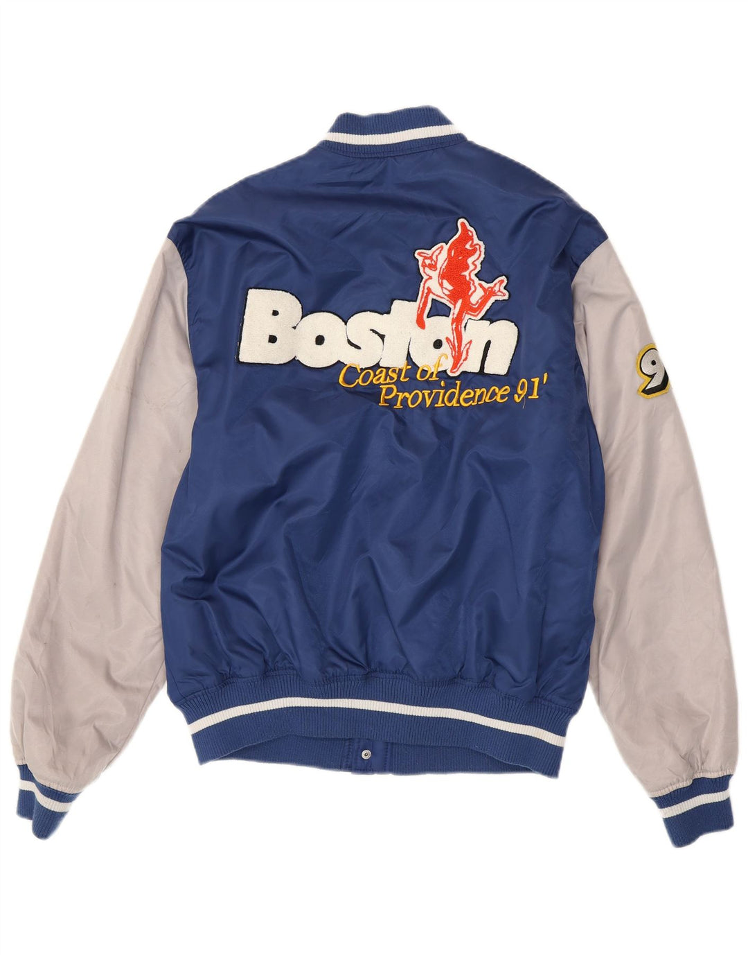 Pull & Bear Mens Boston Varsity Jacket UK 38 Medium Blue Colourblock