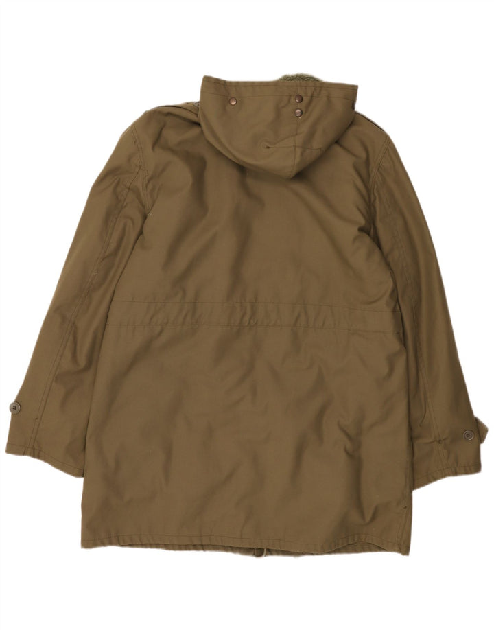 Vintage męska kurtka parka z kapturem UK 40, duża, khaki, poliester