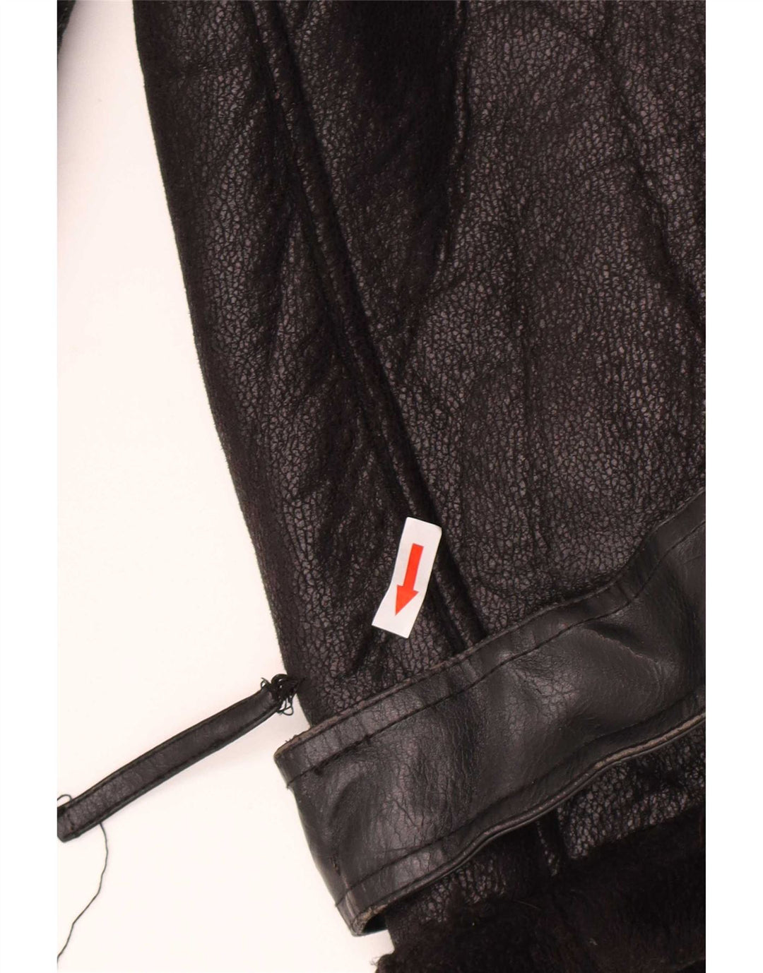 Zara Womens Faux Leather Sherpa Jacket UK 14 Medium Black Polyurethane