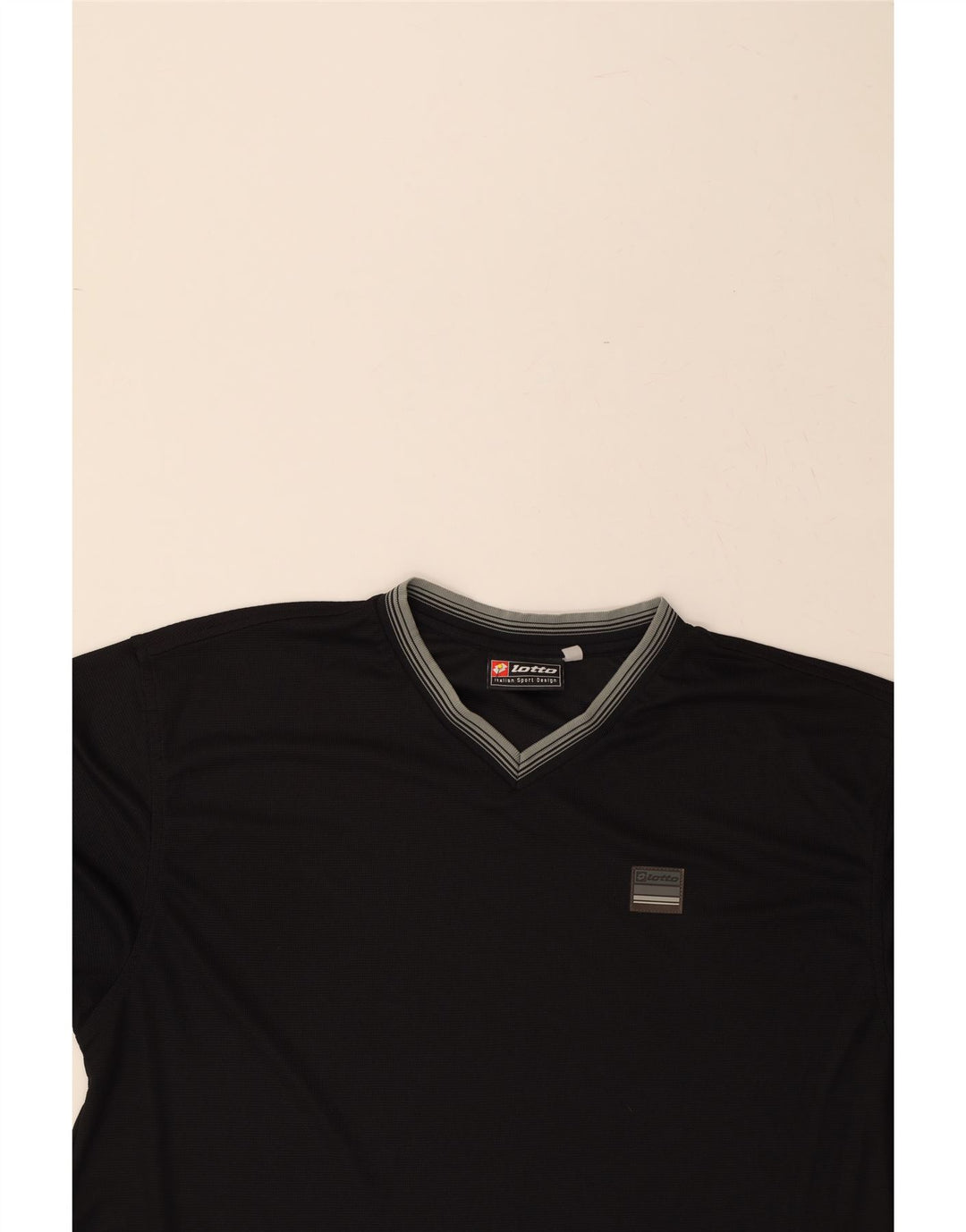 LOTTO Mens T-Shirt Top Large Black Polyester Vintage Lotto and Second-Hand Lotto from Messina Hembry 