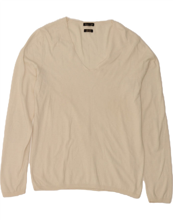 MASSIMO DUTTI Womens V-Neck Jumper Sweater UK 18 XL Off White Vintage Massimo Dutti and Second-Hand Massimo Dutti from Messina Hembry 