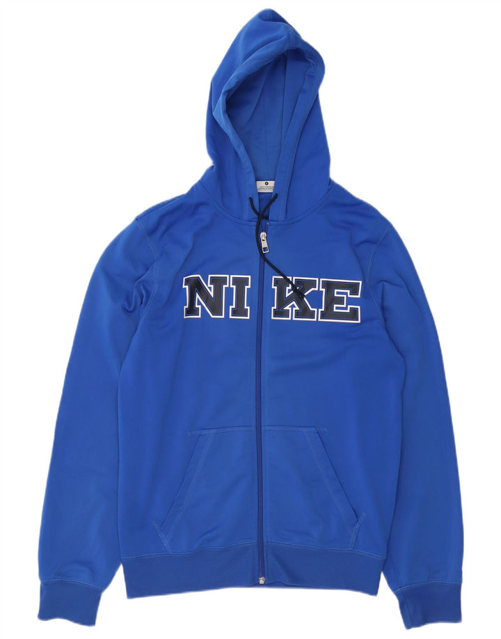 Męski sweter z kapturem i zamkiem błyskawicznym Nike, mały, niebieski poliester