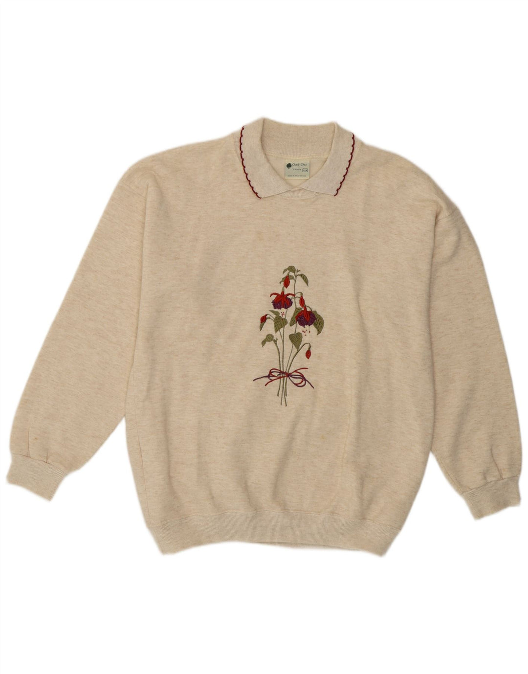 Felpa oversize da donna Oak Tree, maglione UK 10, piccolo beige floreale