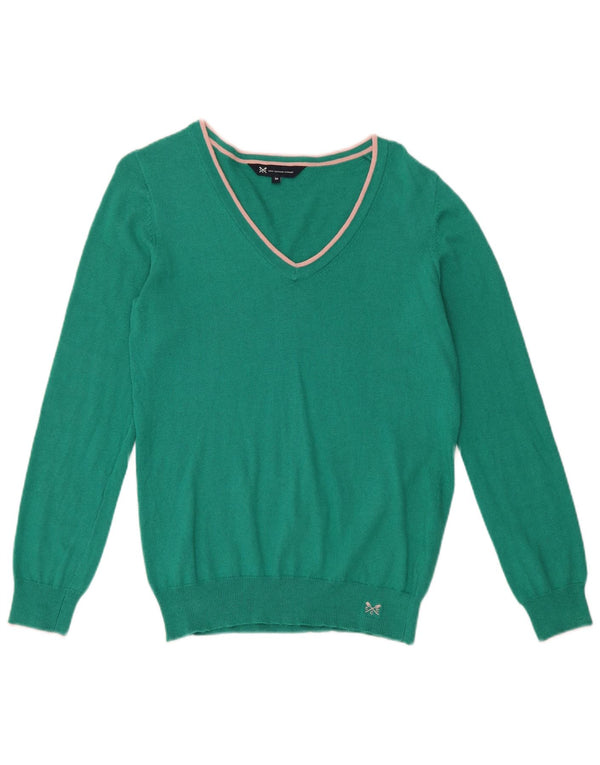 Crew Clothing Pull col en V pour femme UK 10 Petit coton vert