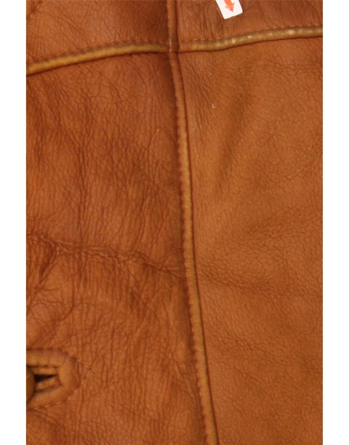 MABRUN Mens Shearling Jacket UK 36 Small Brown Leather