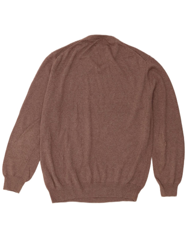 Crew Clothing Mens Normal Fit V-nyakú pulóver XL barna pamut
