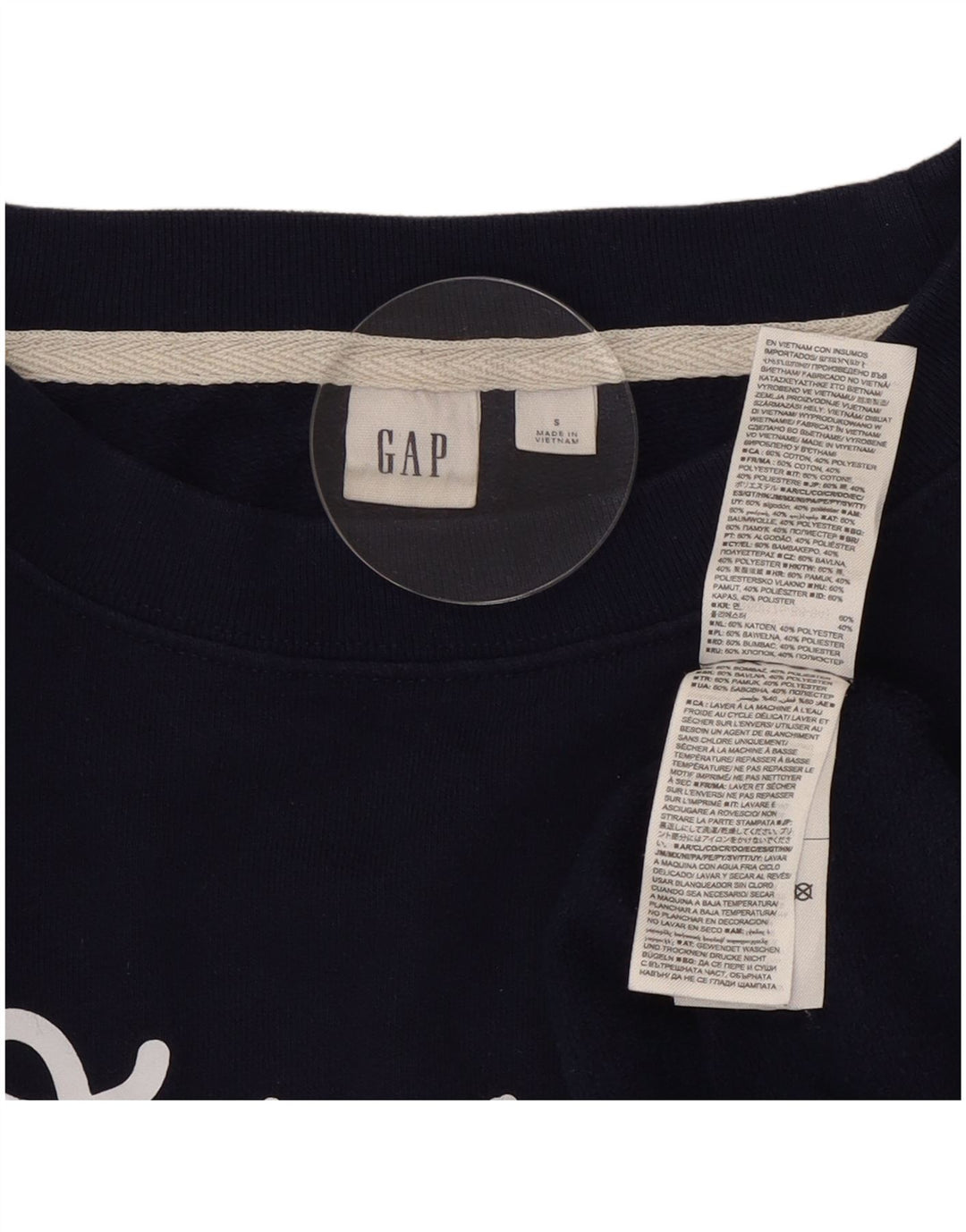 Gap Womens Oversized Graphic Sweatshirt Jumper UK 10 Small Navy Blue Cotton