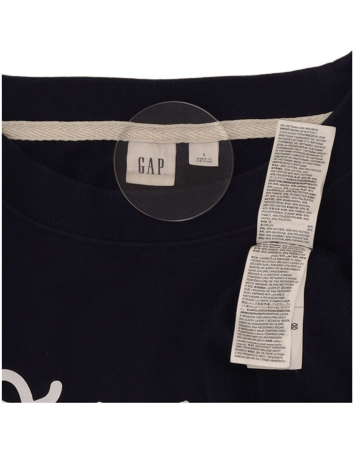 Gap Womens Oversized Graphic Sweatshirt Jumper UK 10 Small Navy Blue Cotton