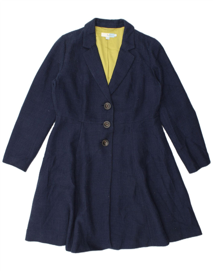 Boden Womens Overcoat UK 16 Large Navy Blue Cotton
