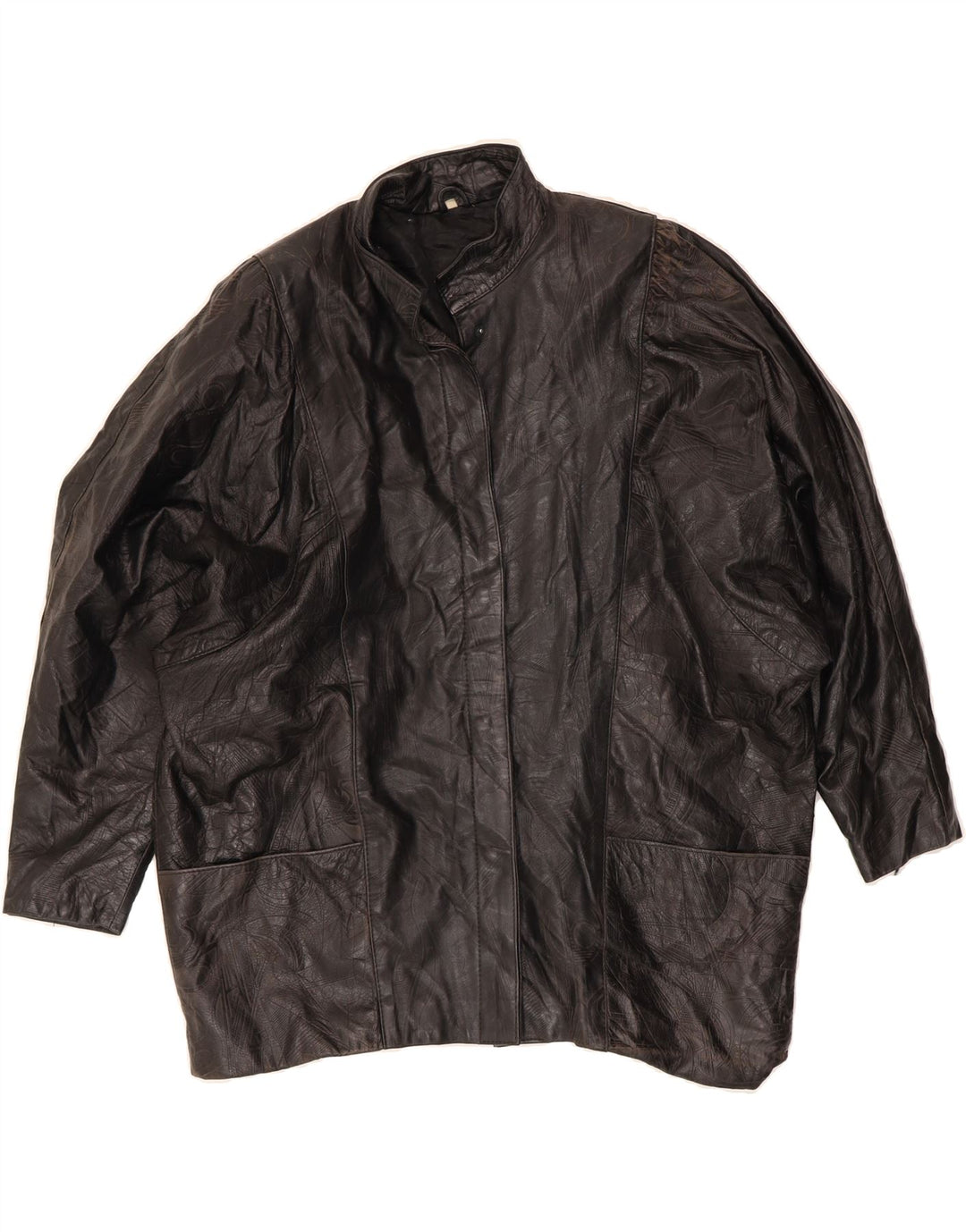 VINTAGE Womens Oversized Leather Jacket IT 44 Medium Black Vintage Vintage and Second-Hand Vintage from Messina Hembry 