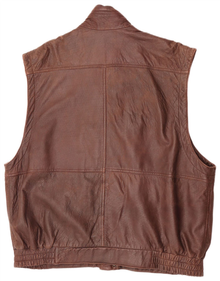 Forster Mens Leather Gilet EU 60 5XL Brown