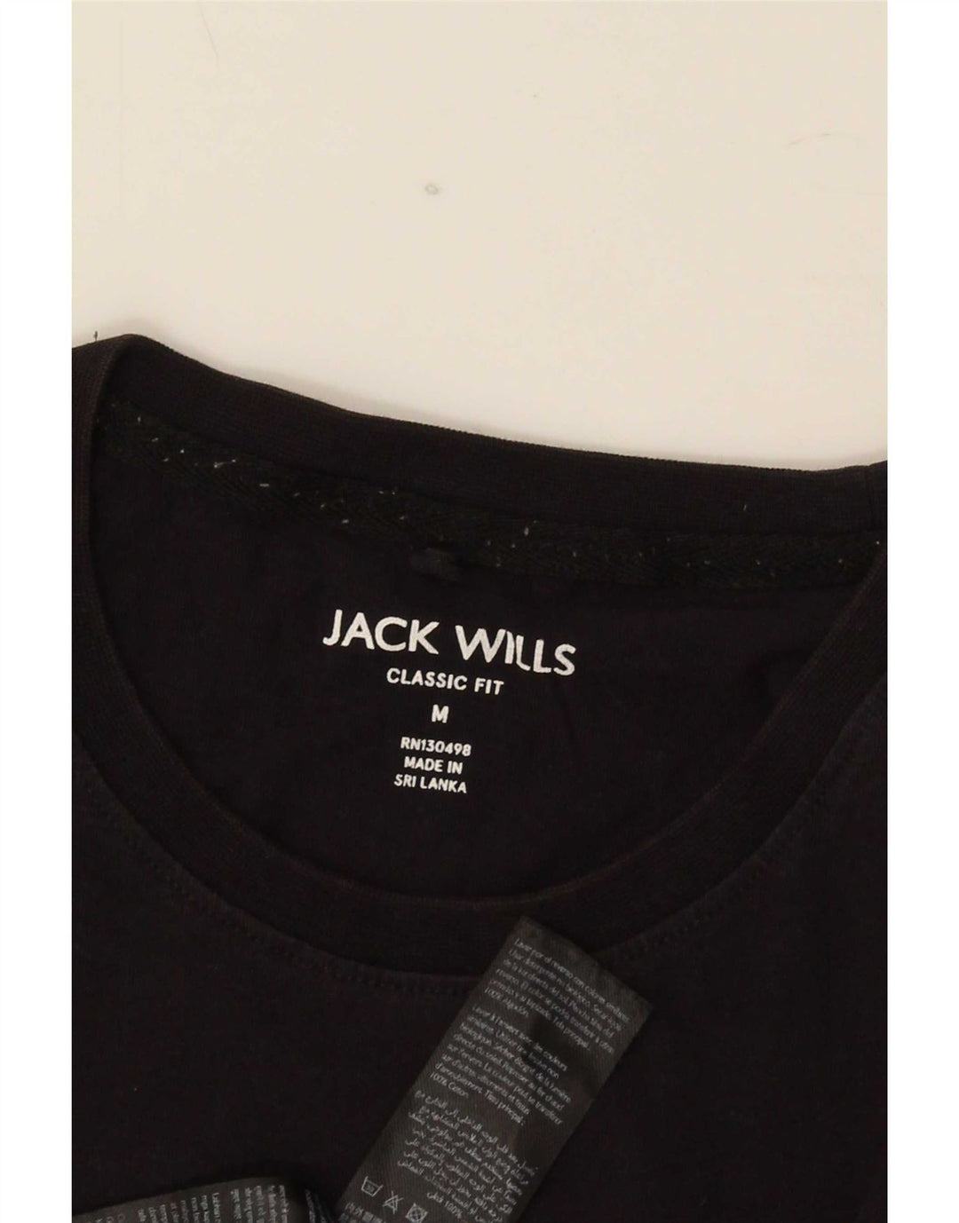 Jack Wills Mens Classic Fit Graphic T-Shirt Top Medium Black Cotton