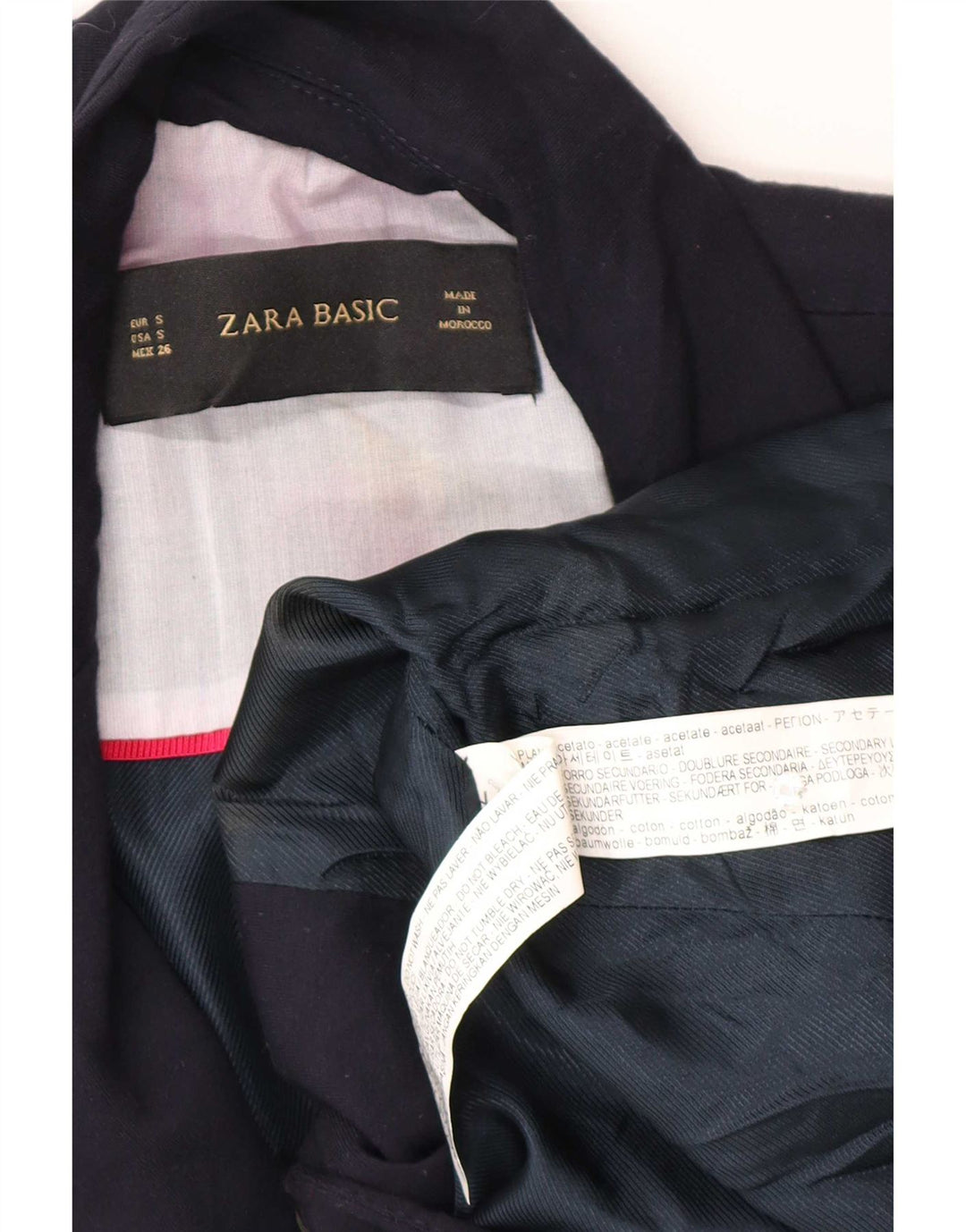 Jachetă Blazer pentru femei Zara cu 1 nasture UK 10 Acetat, albastru bleumarin mic