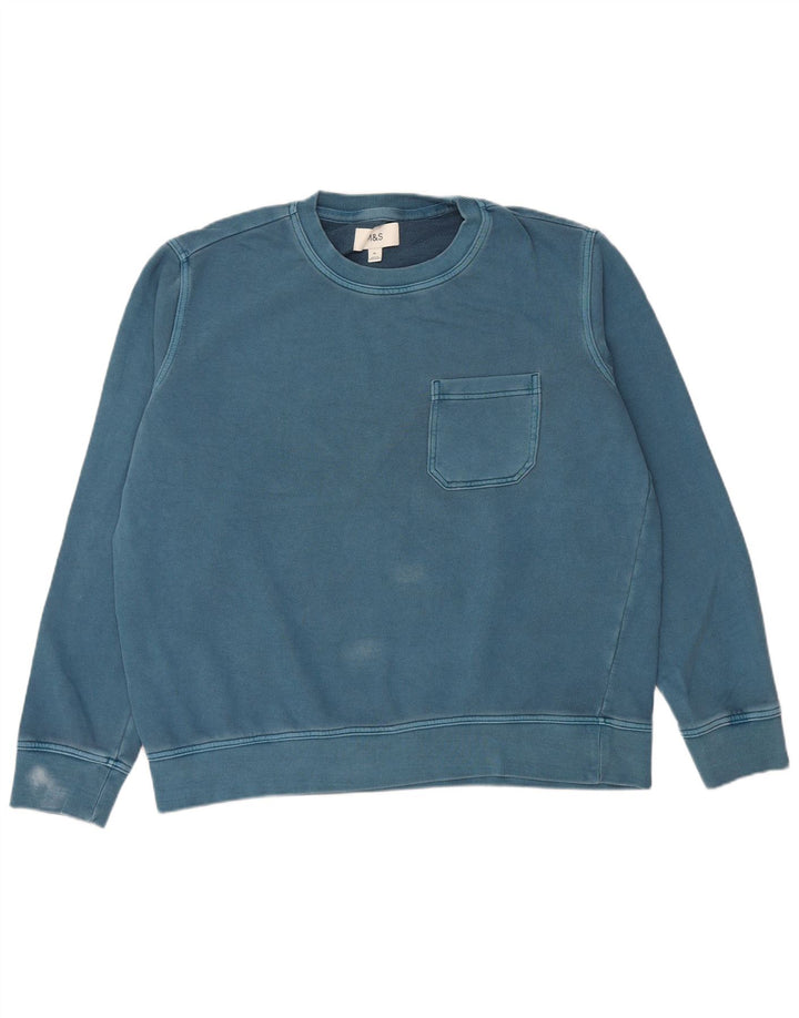 Marks & Spencer Męski sweter bluzowy XL, niebieski, bawełniany
