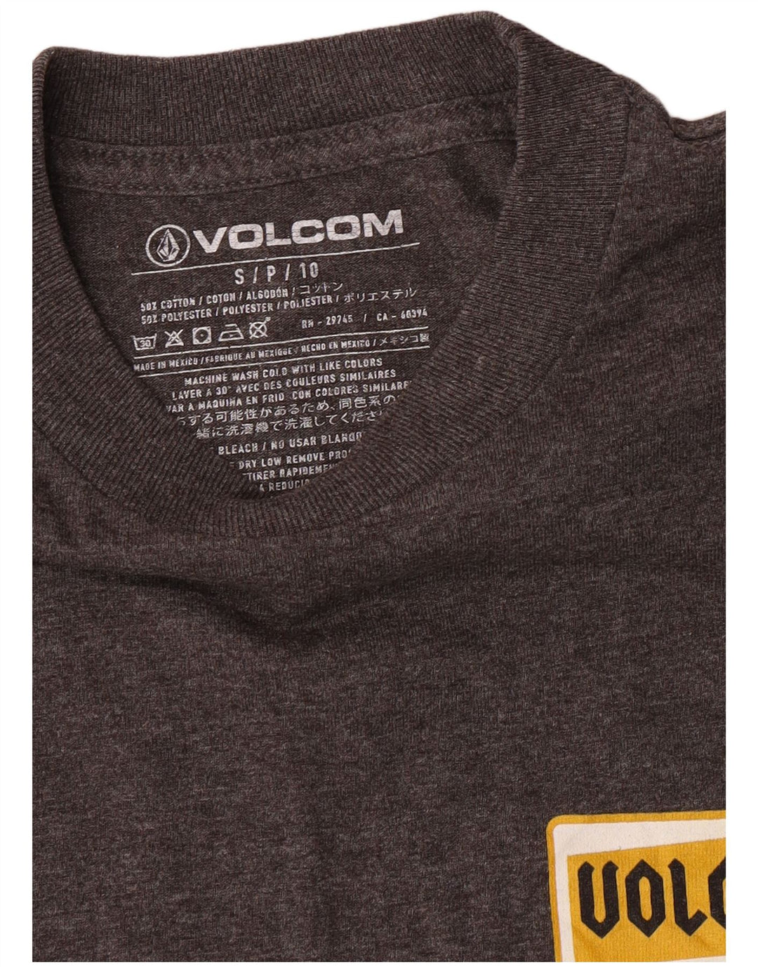 Volcom Herren Grafik T-Shirt Langarm Small Grau Baumwolle