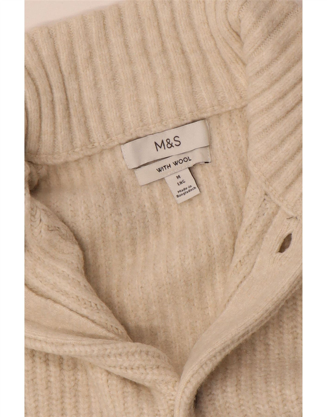 Marks & Spencer Mens Cardigan Sweater Medium Beige Wool