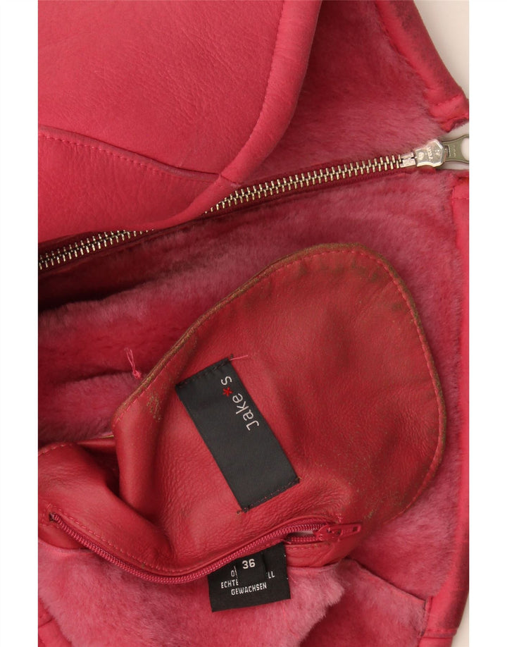 Jake's Jake's pentru femei, cu croială largi, din piele din shearling EU 36 Mic, roz
