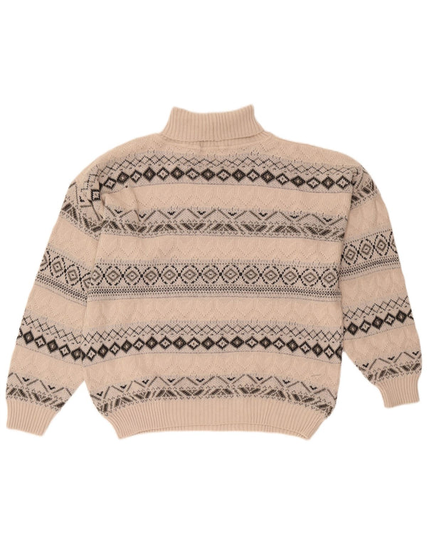 Starter Męski sweter z golfem XL Beżowa, geometryczna wełna