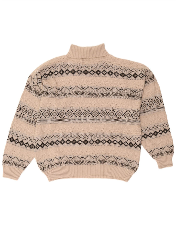 Starter Mens Roll Neck Jumper Sweater XL Beige Geometric Wool