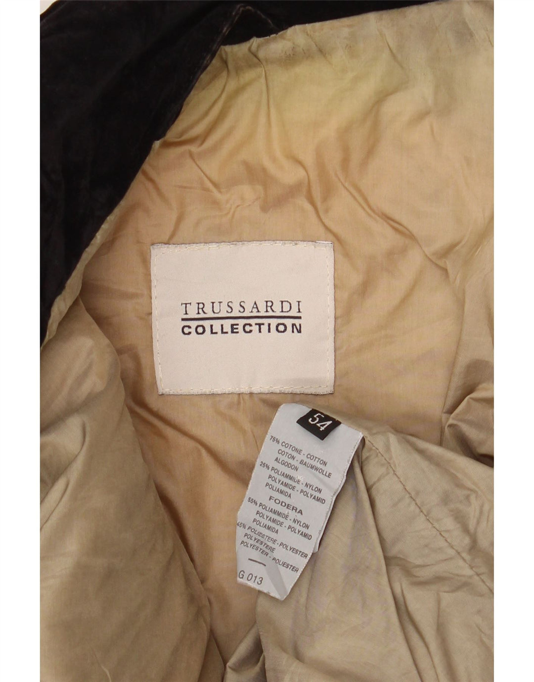 Trussardi Mens Quilted Windbreaker Jacket IT 54 2XL Black Cotton
