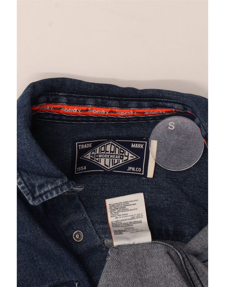 Superdry denimskjorte til mænd, lille blå bomuld