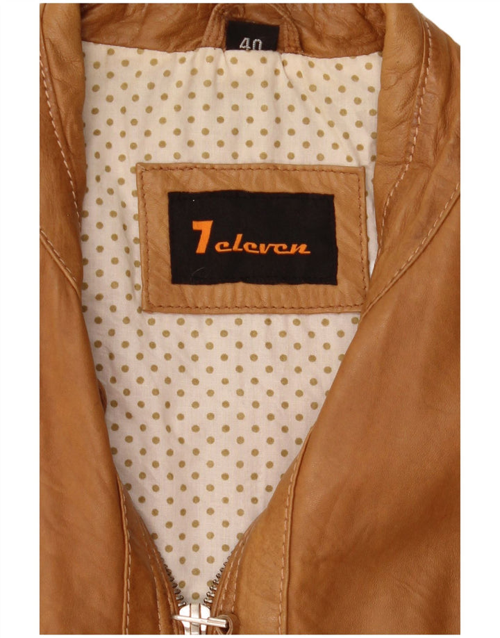 Vintage Womens Biker Leather Jacket EU 40 Medium Beige