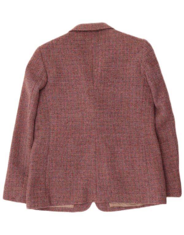 Orvis Womens Harris Tweed Blazer Jacke UK 12 Mittelrotes Fischgrätenmuster