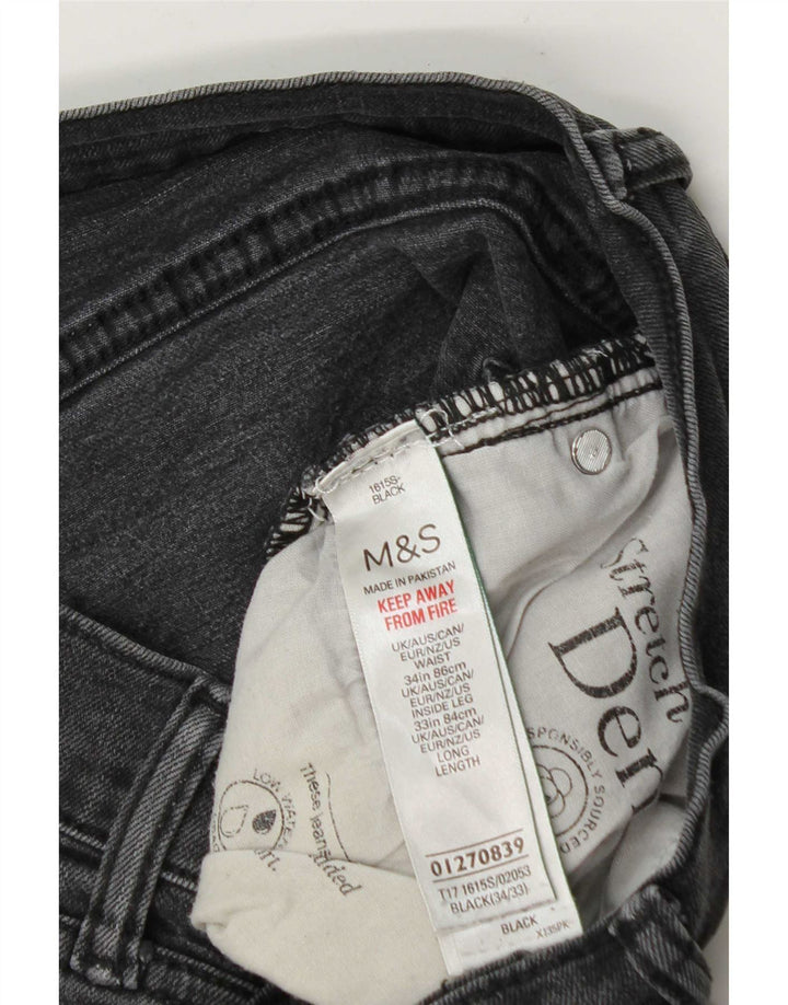 Marks & Spencer Mens Slim Jeans W34 L33 Black Cotton