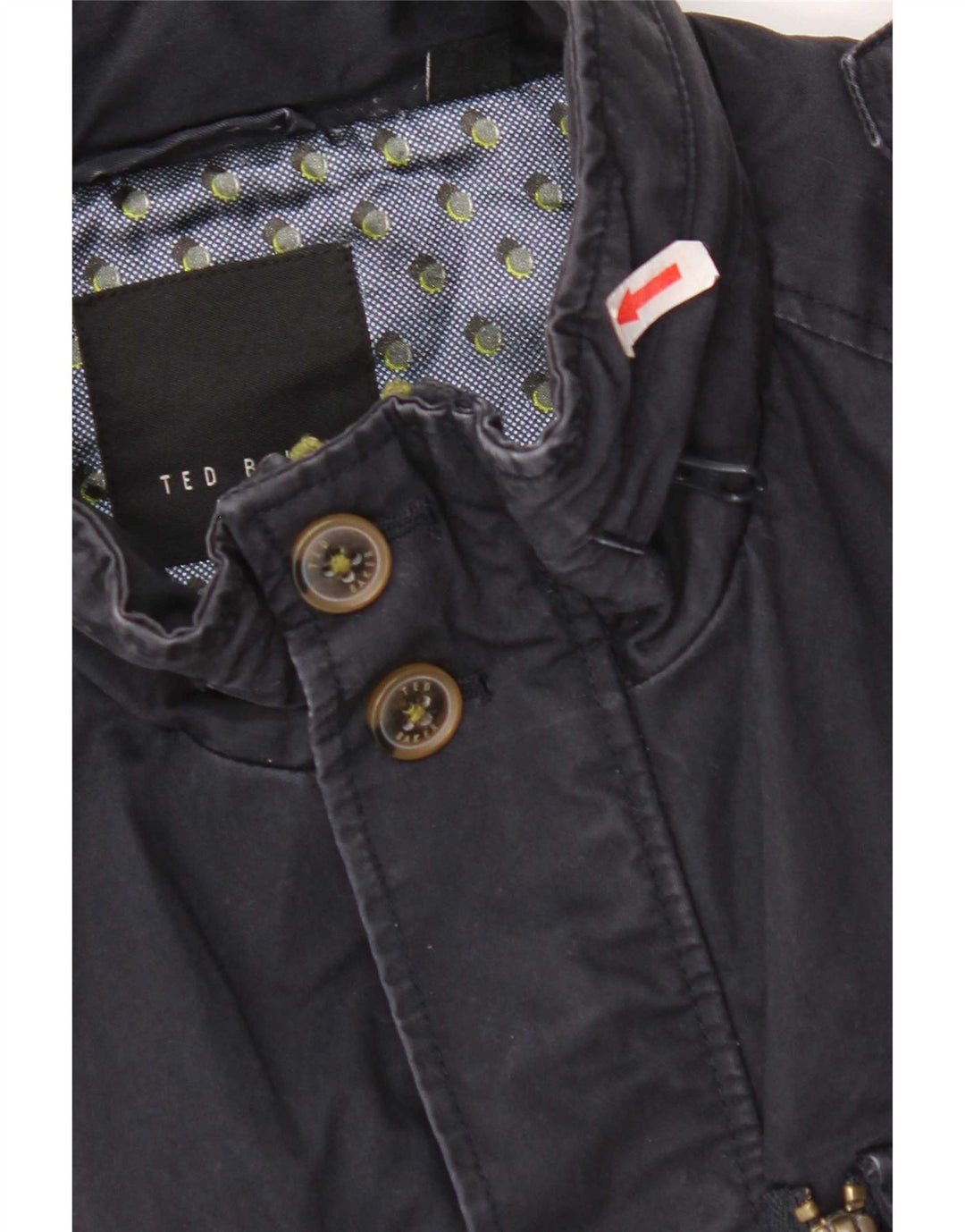 Ted Baker Mens Hooded Military Jacket Size 3 Medium Navy Blue Cotton