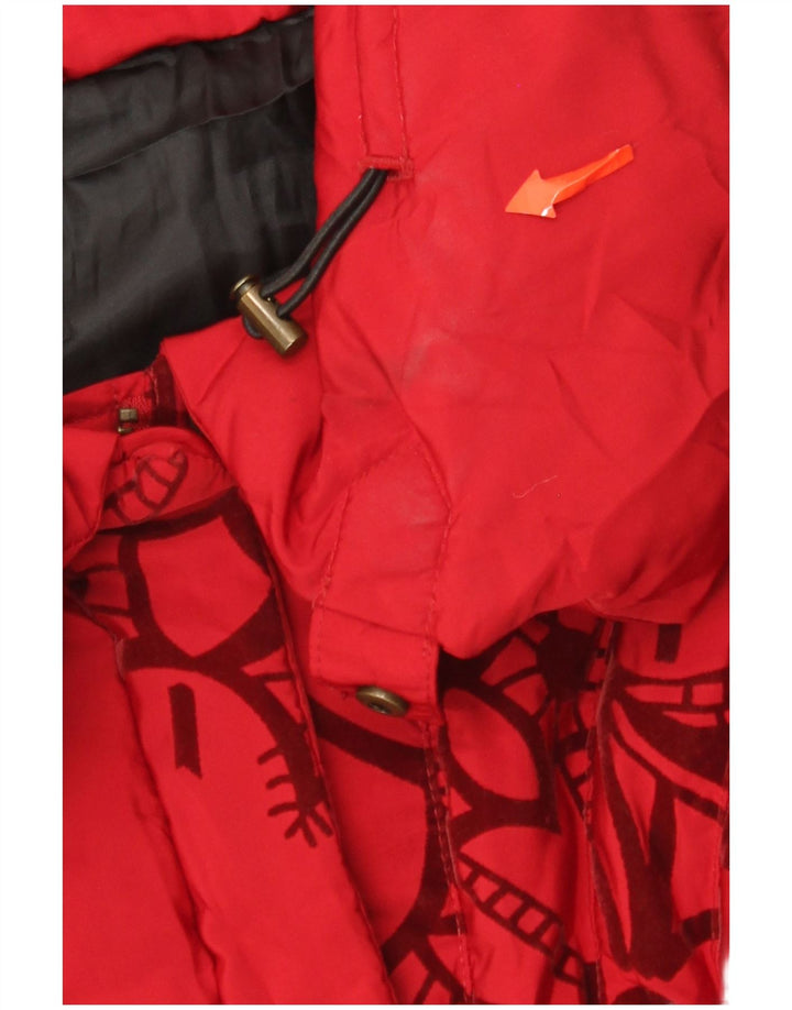 Desigual Womens Padded Coat EU 36 Small Red Floral Polyester