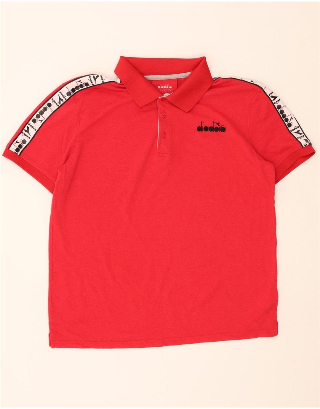 DIADORA Mens Graphic Polo Shirt Medium Red Colourblock Cotton Vintage Diadora and Second-Hand Diadora from Messina Hembry 