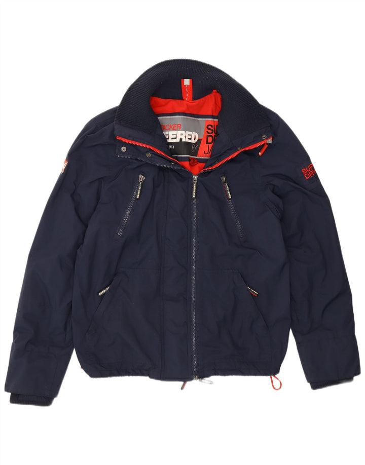 SUPERDRY Womens Windbreaker Jacket UK 18 XL Navy Blue Nylon