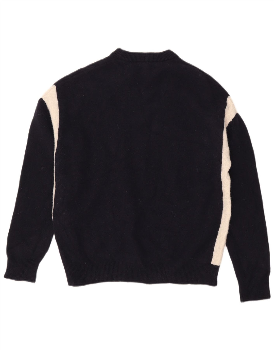 Reiss Mens Crew Neck Jumper Sweater Medium Navy Blue Colourblock Wool