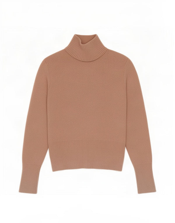 Zara γυναικείο πουλόβερ με λαιμόκοψη χελώνας UK 12 Medium Beige Nylon