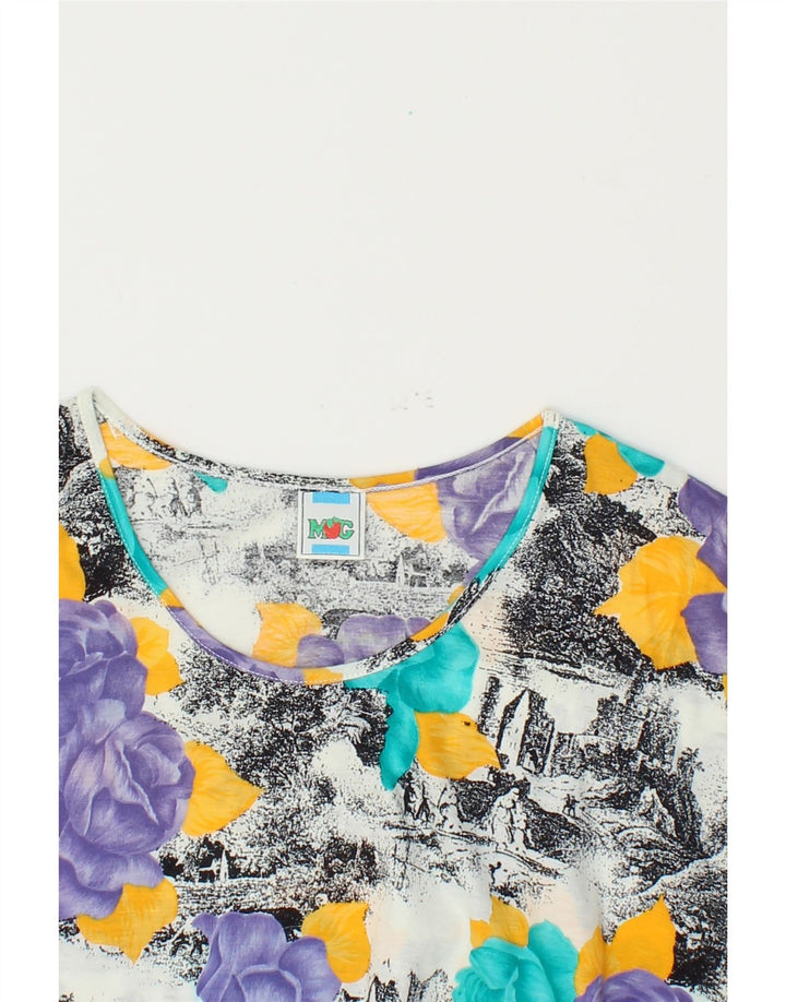 VINTAGE Womens T-Shirt Top IT 44 Medium Multicoloured Floral Cotton Vintage Vintage and Second-Hand Vintage from Messina Hembry 