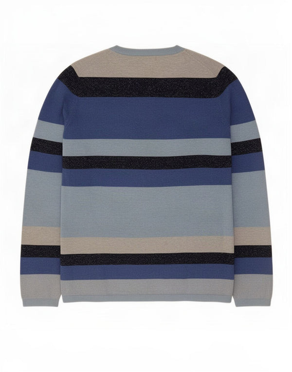 Tommy Hilfiger Womens V-Neck Jumper Sweater UK 14 Medium Blue Striped