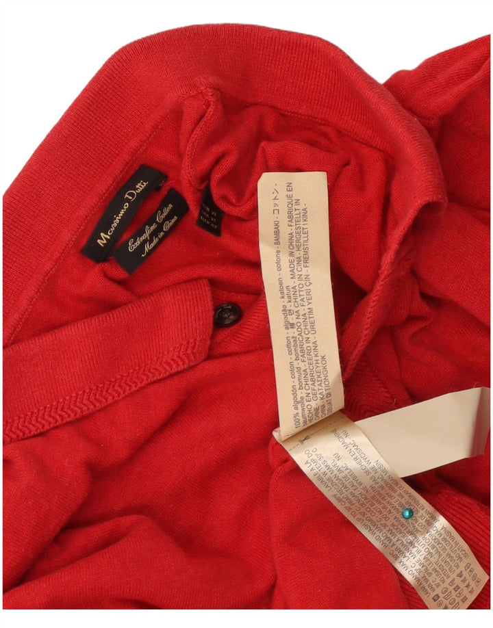 Massimo Dutti Mens Polo Neck Jumper Sweater XL Red Cotton