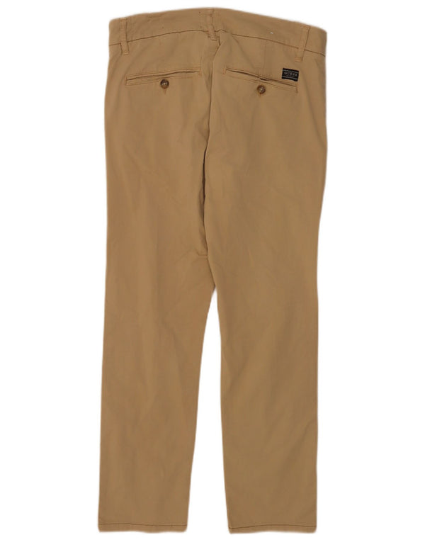 Guess Mens Daniel Super Skinny Chino Trousers W30 L26 Beige Cotton