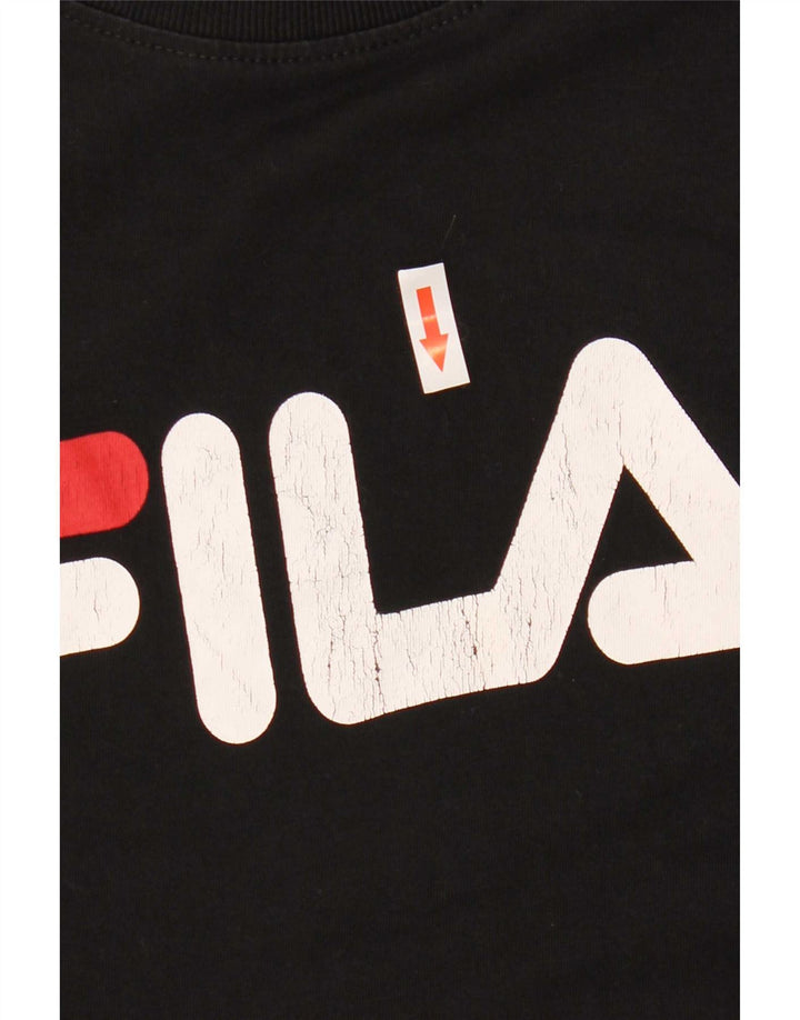 Fila Camiseta gráfica para hombre Top Medium Black Cotton