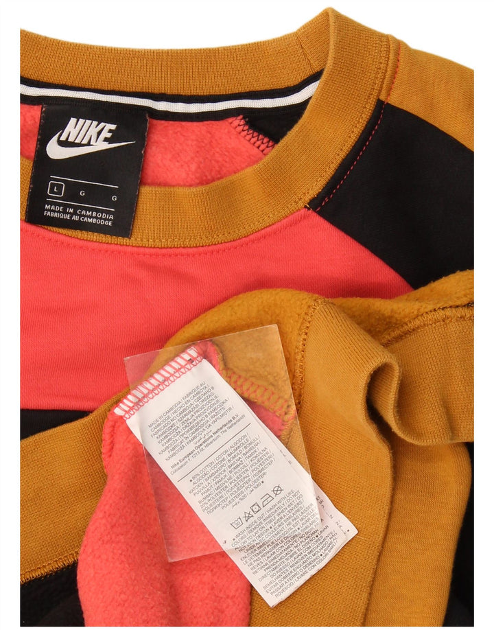 Nike Mens Graphic Sweatshirt Jumper Large Multicoloured Colourblock Cotton