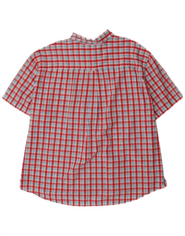Chaps Mens Big Short Sleeve Regular Fit Shirt 4XL Red Gingham Cotton