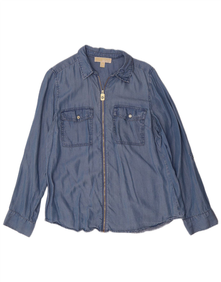 Michael Kors Womens Denim Shirt UK 14 Medium Blue Lyocell