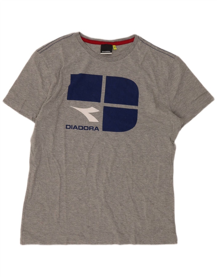 Diadora Mens Graphic T-Shirt Top Large Grey Cotton