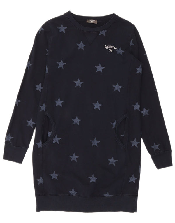 Converse Womens Sweatshirt Jumper Dress UK 10 Small Navy Blue Geometric