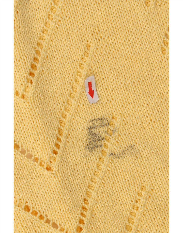 Maglione cardigan aperto da donna VINTAGE UK 12 giallo medio