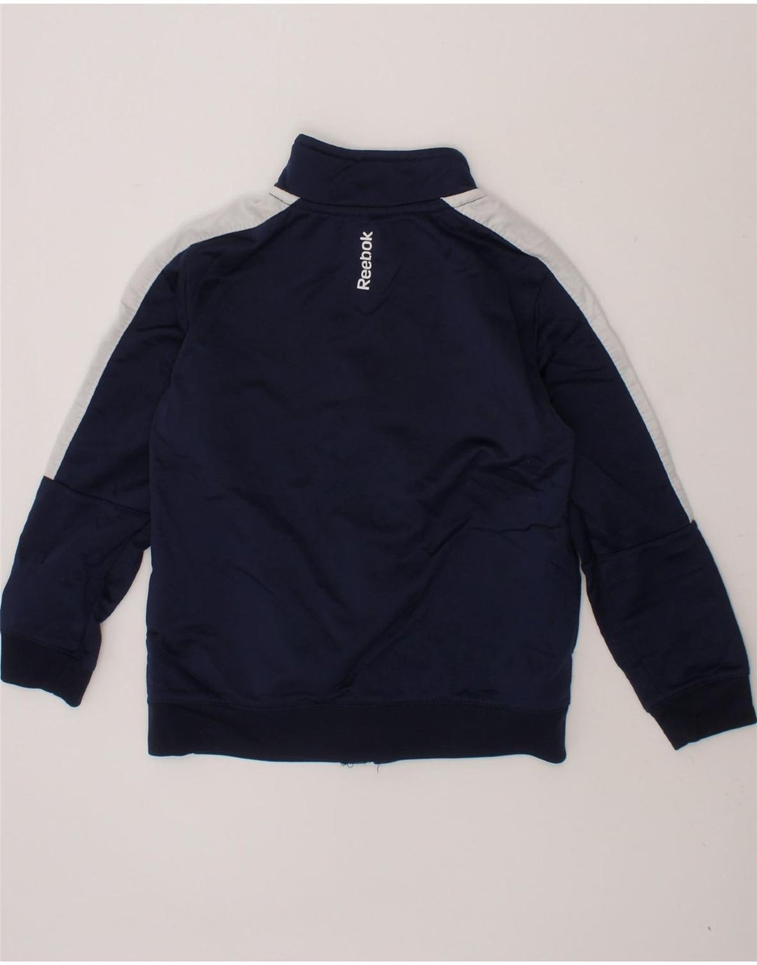 REEBOK Boys Tracksuit Top Jacket 4-5 Years Navy Blue Colourblock Polyester Vintage Reebok and Second-Hand Reebok from Messina Hembry 