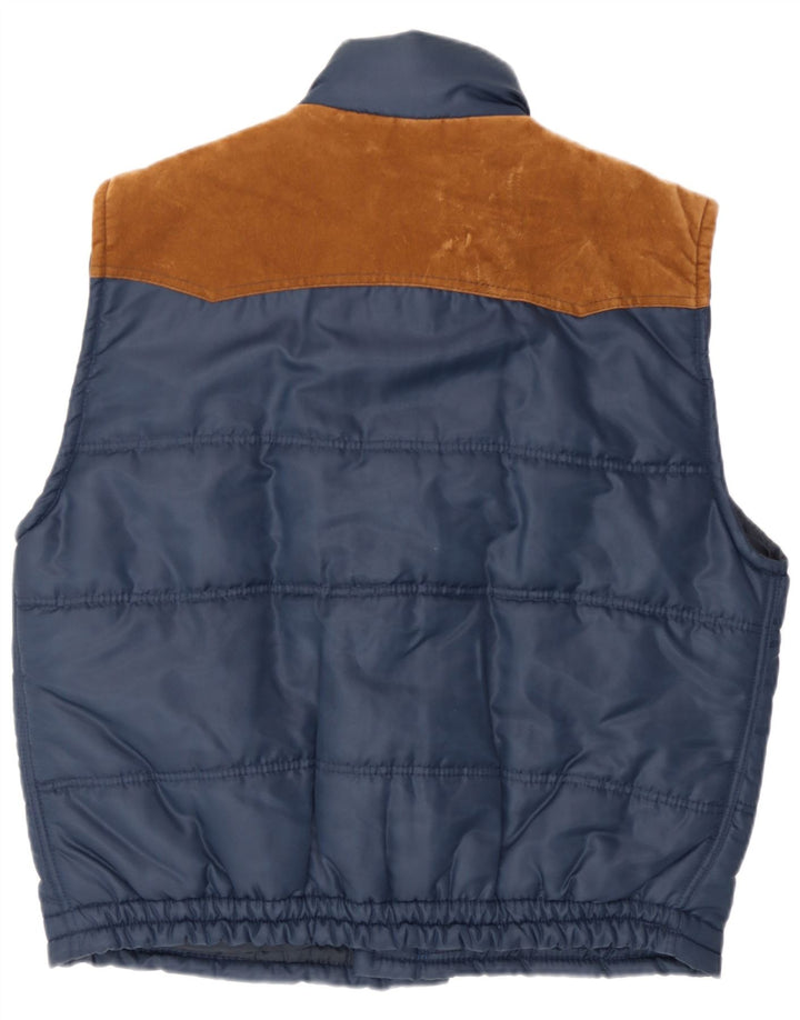 Vintage Mens Padded Gilet UK 38 Medium Navy Blue Polyester