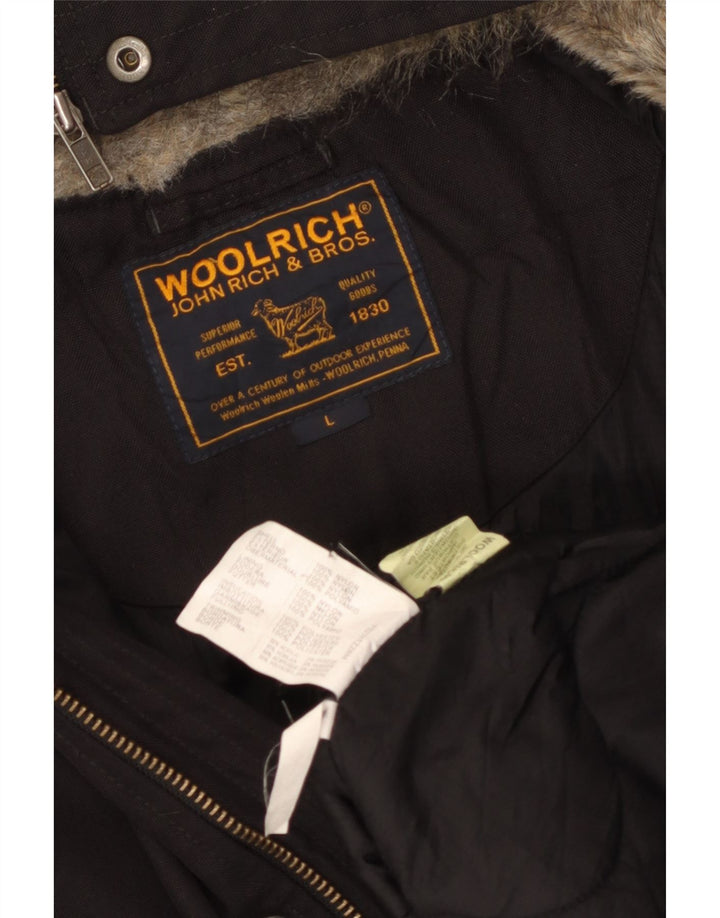 Woolrich Mens Hooded Bomber Jacket UK 40 Large Black Nylon