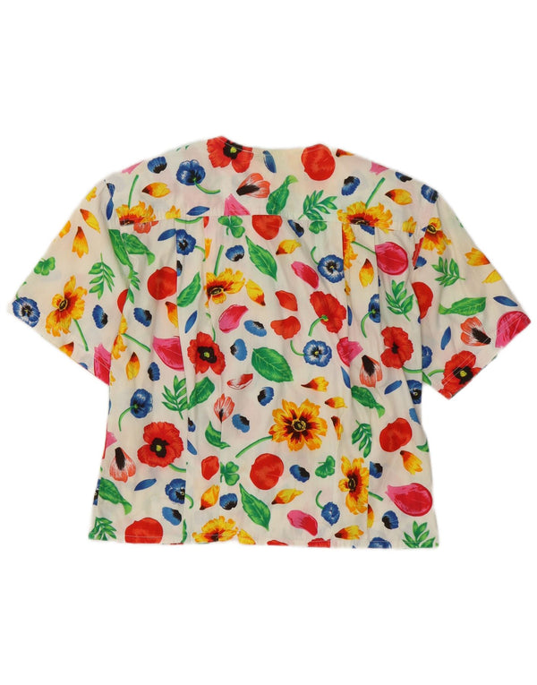 Express Chemise à manches courtes pour femme UK 14 Medium Blanc Floral